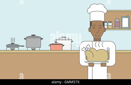 Cuocere il pollo con Illustrazione Vettoriale
