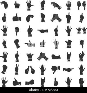 Icone mani, vettore Illustrazione Vettoriale