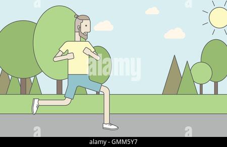 Tanga caucasica uomo a fare jogging nel parco Illustrazione Vettoriale