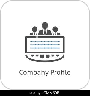 Profilo aziendale e la relativa icona. Design piatto. Illustrazione Vettoriale