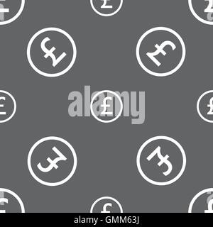 Sterlina icona segno. Seamless pattern su uno sfondo grigio. Vettore Illustrazione Vettoriale