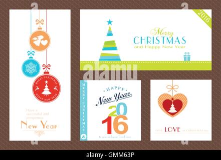 Set di appartamento Natale e Capodanno sfondi Illustrazione Vettoriale