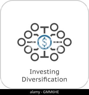 Investire la diversificazione e la relativa icona. Design piatto. Illustrazione Vettoriale
