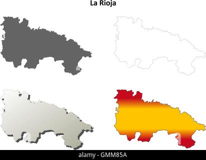 La Rioja blank dettagliata mappa di contorno impostato Illustrazione Vettoriale