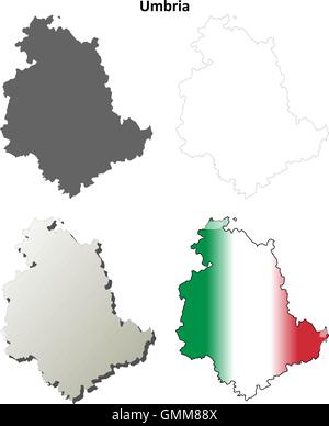 Umbria blank dettagliata mappa di contorno impostato Illustrazione Vettoriale