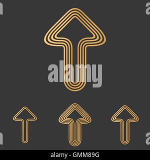 Linea di bronzo freccia logo design set Illustrazione Vettoriale