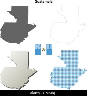 Guatemala mappa di contorno impostato Illustrazione Vettoriale