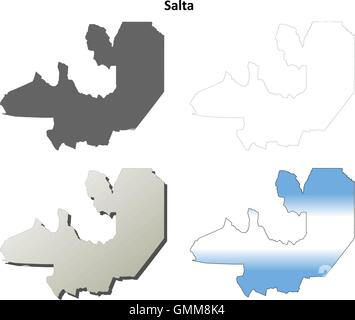 Salta vuoto mappa di contorno impostato Illustrazione Vettoriale
