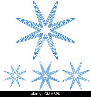 Linea blu star logo design set Illustrazione Vettoriale