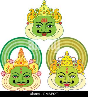 Kathakali maschera facciale, vernice Illustrazione Vettoriale