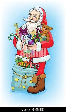 Babbo Natale con i doni Illustrazione Vettoriale