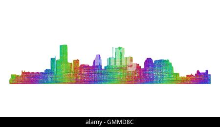 Houston skyline silhouette - linea multicolore arte Illustrazione Vettoriale