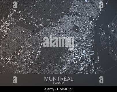 Mappa di Montreal, vista satellitare, città, Québec, Canada. Il rendering 3D Foto Stock