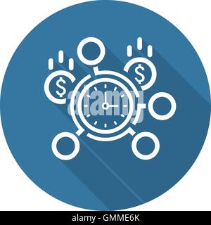 La gestione del tempo e la relativa icona. Design piatto. Illustrazione Vettoriale