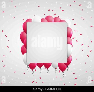 Palloncini rossi e coriandoli Illustrazione Vettoriale