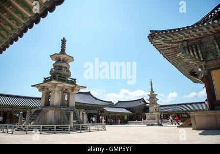 Gyeongju, Corea del Sud - Agosto 18, 2016: La pietra pagoda Dabotap in Bulguksa Tempio, la Corea del Sud. Foto Stock