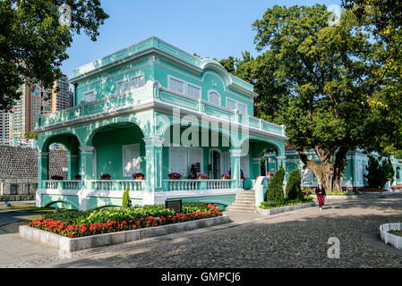 Portoghese vecchio case coloniali attrazione turistica nella zona di Taipa di Macao Macao Cina Foto Stock