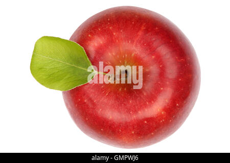 Apple frutto rosso vista dall'alto isolato su uno sfondo bianco Foto Stock