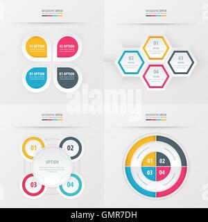 Set di presentation design giallo, blu, colore rosa Illustrazione Vettoriale