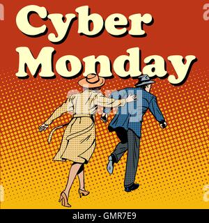 Cyber lunedì agli acquirenti di eseguire sulla vendita Illustrazione Vettoriale