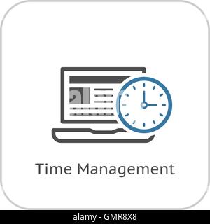 La gestione del tempo e la relativa icona. Il concetto di business. Design piatto. Illustrazione Vettoriale