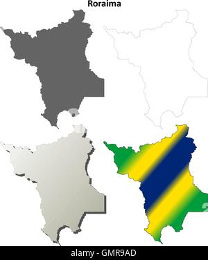 Roraima vuoto mappa di contorno impostato Illustrazione Vettoriale