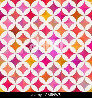 Vector Seamless cerchio colorato Star Quilt Pattern di pannellizzazione su sfondo chiaro Illustrazione Vettoriale