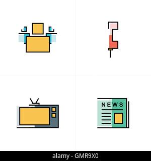 Persone, notizie, tv, telefono design icone Illustrazione Vettoriale