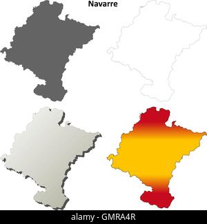 Navarra blank dettagliata mappa di contorno impostato Illustrazione Vettoriale