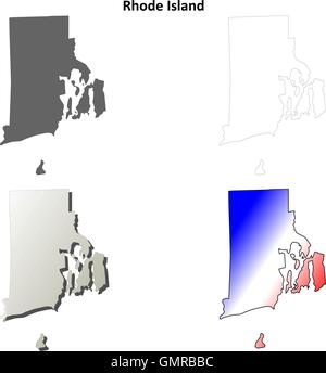 La Rhode Island vuoto mappa di contorno impostato Illustrazione Vettoriale