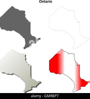 Ontario vuoto mappa di contorno impostato Illustrazione Vettoriale