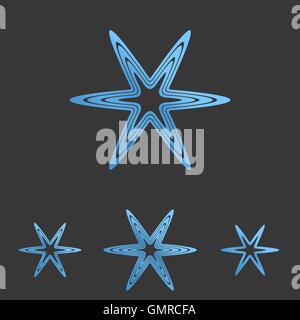 Linea blu star logo design set Illustrazione Vettoriale