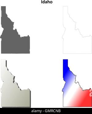 Idaho mappa di contorno impostato Illustrazione Vettoriale