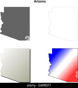 Arizona mappa di contorno impostato Illustrazione Vettoriale