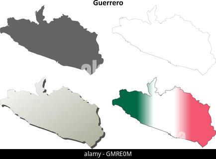 Guerrero vuoto mappa di contorno impostato Illustrazione Vettoriale