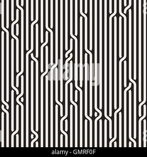 Vector Seamless Bianco & nero arrotondato linee di corda Brade Pattern Illustrazione Vettoriale