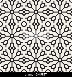 Vector Seamless in bianco e nero di etnia geometrico linea floreale modello ornamento Illustrazione Vettoriale