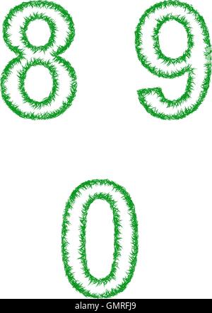 Line art font - numeri 8, 9, 0 Illustrazione Vettoriale