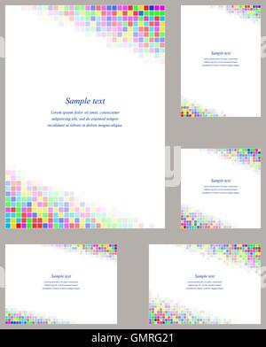 Mosaico quadrato angolo pagina Modello di disegno impostato Illustrazione Vettoriale