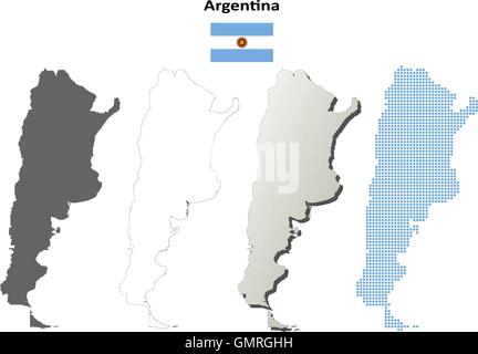 Argentina mappa di contorno impostato Illustrazione Vettoriale