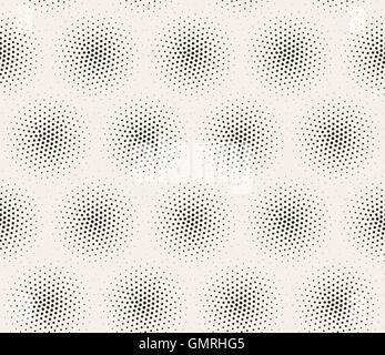 Vector Seamless in bianco e nero sottile puntinismo cerchi di Halftone Pattern Dotwork Illustrazione Vettoriale