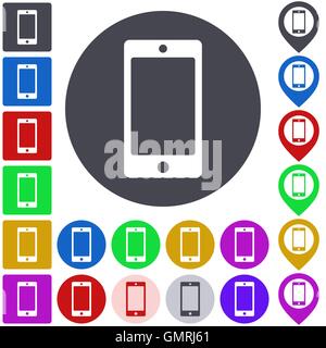 Smartphone colore icona impostare Illustrazione Vettoriale