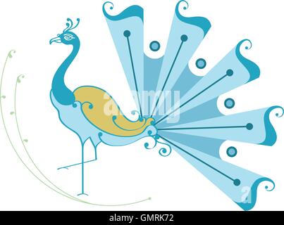 Peacock artistiche disegnate a mano Illustrazione Vettoriale