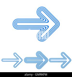 Linea blu freccia logo design set Illustrazione Vettoriale