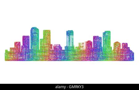 Denver skyline silhouette - linea multicolore arte Illustrazione Vettoriale