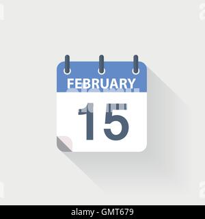 15 febbraio icona del calendario su sfondo grigio Illustrazione Vettoriale