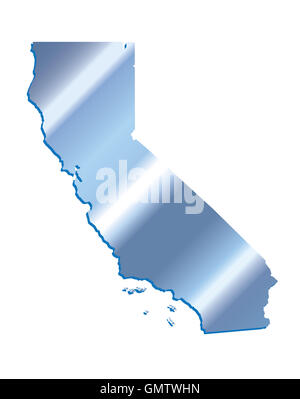 3D in California (USA) Iridium contorno blu mappa con ombra Foto Stock