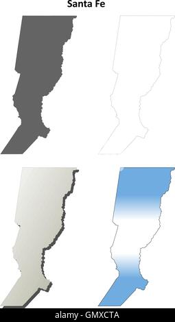 Santa Fe vuoto mappa di contorno impostato Illustrazione Vettoriale