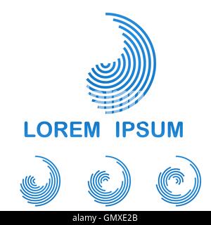 Telecomunicazioni blu logo design template icona impostare Illustrazione Vettoriale