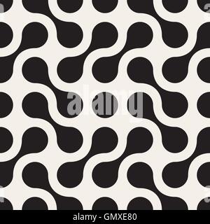 Vector Seamless in bianco e nero arrotondato collegato ad arco cerchi Pattern Illustrazione Vettoriale